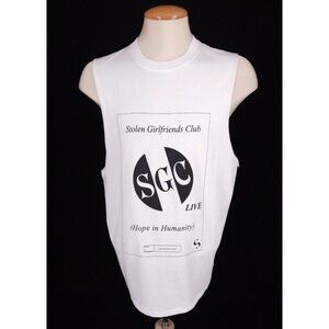 Stolen Girlfriends Club "Live" Classic Tank Top S Mens White Sleeveless Tee $75